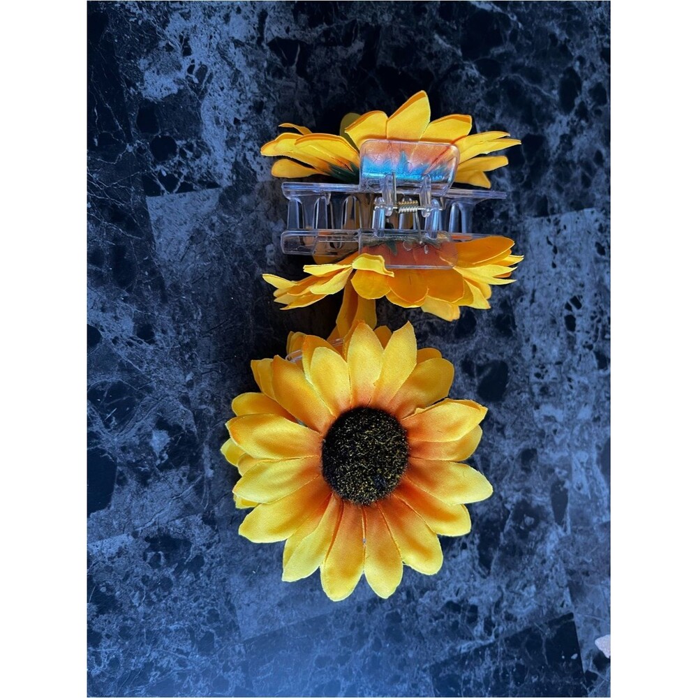Sunflower Claw Hair Clip Set of 2 Bright Yellow Flower Clips